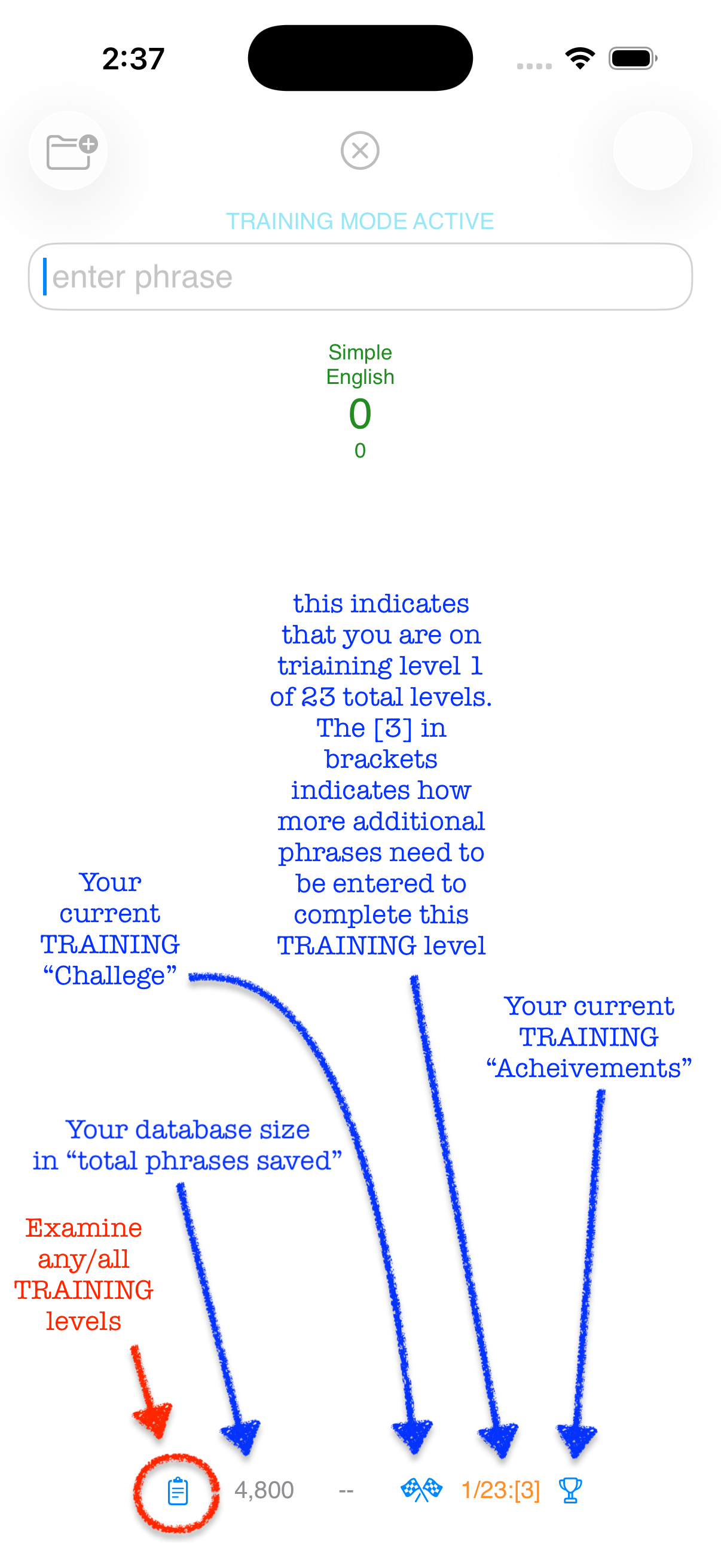 Training Mode Navigation